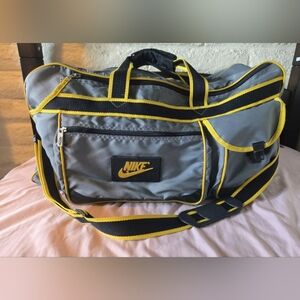 Vintage Nike Duffel  Gym Bag Sports Nylon Yellow / Gray